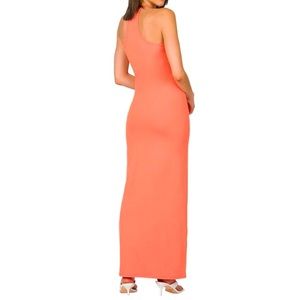 Lydiane - Deep Coral Brushed Racerback V-Neck Maxi Dress - Women